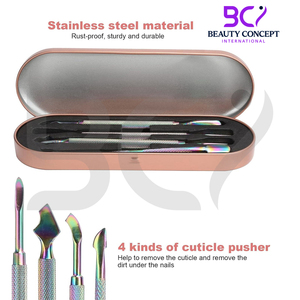 Poussoir à cuticules Prix compétitif Ensemble arc-en-ciel multicolore de haute qualité en acier inoxydable dissolvant de gel multicolore Pousse-ongles - Product Image 5