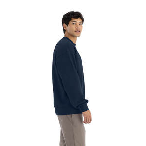 Peso pesado personalizado en blanco Unisex peso pesado sudadera medianoche azul marino logotipo personalizado térmico peso pesado sudaderas con capucha - Product Image 3