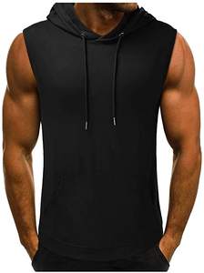 Vente chaude hommes décontracté entraînement à capuche débardeurs concepteur polaire veste 100% coton Polyester fermeture éclair courte longueur pour l'hiver - Product Image 3