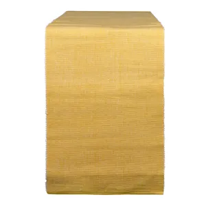 Camino de mesa acanalado con estampado Floral moderno de 100% algodón para cenas, bodas, hoteles y fiestas, rectángulo amarillo tejido a mano - Product Image 1