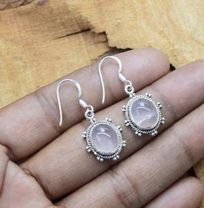 925 Sterling Silver Gemstone Spinner <b>Earrings</b> Pink Quartz Handmade Jewelry Birthstone Natural Gift for Stone <b>Dangle</b> <b>Earrings</b> - Product Image 5