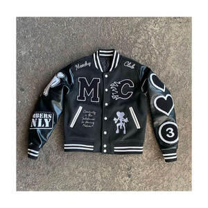 Veste universitaire de style Letterman pour hommes avec manches en cuir pur sur pied et broderie personnalisée veste universitaire en laine chaude et décontractée pour l'hiver - Product Image 1