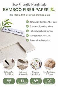 Feuilles de papier écologiques en fibre de bambou faites à la main pour l'impression, le dessin, la calligraphie, l'emballage et la papeterie durable - Product Image 6