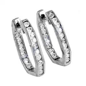 Pendientes de aro de plata para mujer con circonita cúbica, joyería de cristal, regalo - Product Image 3