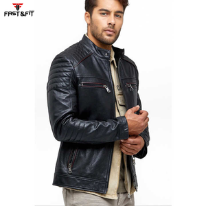 Vestes en cuir coupe ajustée pour hommes en hiver très vendues Vestes en cuir au design personnalisé - Product Image 4