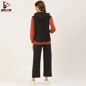 Chándal de lana de algodón de bloque de color con cremallera cuarto de fútbol de calentamiento con logotipo personalizado chándal deportivo con media cremallera para mujer - Product Image 3