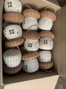 Ornement suspendu d'arbre en boule de rotin, boule de rotin en rotin naturel, style gland fait main, chaussette en rotin et décor de maison - Product Image 3