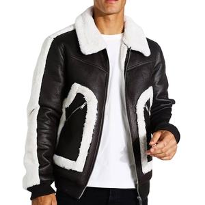 Chaqueta de invierno de piel de oveja con abalorio refinado para hombre con acabado elegante y lujoso interior suave para días fríos - Product Image 1