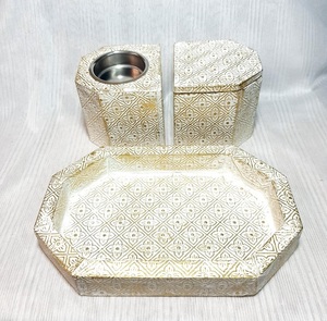 Juego de bandeja de soporte de incienso de madera hecha a mano de Material ecológico con patrón de hoja de superposición de latón juego de soporte de quemador de incienso al mejor precio - Product Image 2