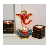 Support de bougie chauffe-plat en fer Ganesha pour décoration intérieure, festival, Puja, Mandir, centre de table, cadeau spirituel en métal pour mariage