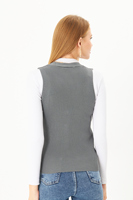 Chaleco de Pana Tejido para Mujer, Estilo Casual y Elegante, Prenda Exterior de Verano de Algodón con Decoración de Botones, Largo hasta la Cintura