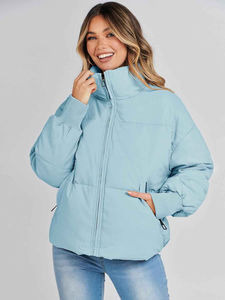 Chaqueta Acolchada Larga Entallada para Mujer, con Capucha, de Poliéster/Nailon Suave, Elegante, Impermeable, Reversible, con Cierre de Cremallera, para Otoño - Product Image 6