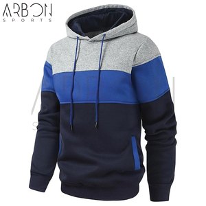 Couleur contrastée personnalisée bon produit de vente nouveauté qualité supérieure hommes vêtements décontractés solide pull à capuche pour hommes - Product Image 2