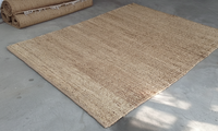 Tapis en polyester à tissage plat haute densité |   Tapis de style Kilim antidérapant fabriqué à la machine, motif floral, à poils ras, avec support en jute 5-6 mm