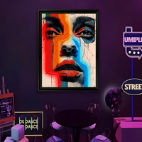 Cuadro de Arte Abstracto LED Neón Personalizado con Intensidad Regulable, Decoración de Pared con Marco, Obra de Arte Acrílica, Luces LED para Dormitorio, Decoración del Hogar