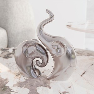Ceramic Silver Contemporary Handmade Decorative <b>Object</b> the Couple of Lovers 25cm Valentine's Day <b>Art</b> Display - Product Image 2
