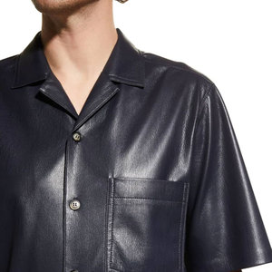 Camisas Casuales de Cuero para Hombre con Cierre de Botones Personalizado OEM, Diseño de Logotipo Personalizado, Buen Precio de Venta - Product Image 5