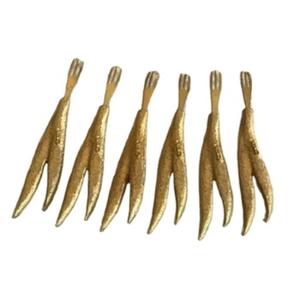 Ensemble de 6 fourchettes à dîner de qualité supérieure en acier inoxydable avec finition dorée et poignée en laiton Couverts Parfait pour la cuisine à domicile - Product Image 1