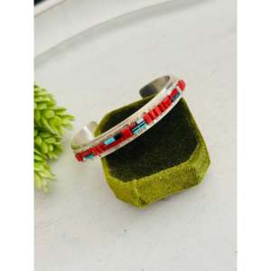Vintage Wilbert Manning Multi-Stone & Sterling <b>Silver</b> Fashion <b>Cuff</b> <b>Bracelet</b> - Product Image 4