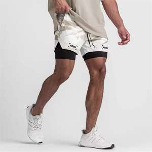 2025 Summer Trend Men's Eco-friendly Gym Sports Shorts Breathable Double <b>Layer</b> Pants for Outdoor Running Fitness Solid Sporty - Product Image 3
