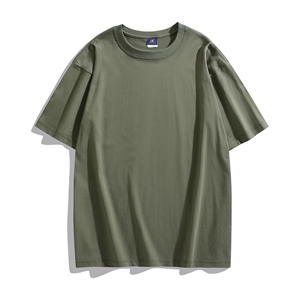 Moda de gran tamaño 100% algodón personalizado Unisex gimnasio en blanco Diy Logo alta calidad bordado Color sólido camiseta para hombres - Product Image 2