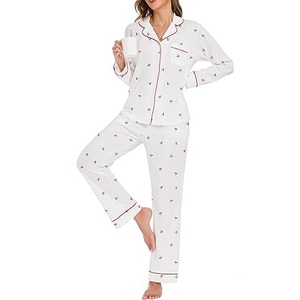 Ensemble de pyjama décontracté pour femme 2026, le plus vendu, en tissu éponge microfibre de bambou, confortable, à taille élastique, à manches, pour la maison, coloré - Product Image 3