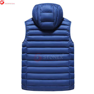 เสื้อกั๊กขนปลาปักเป้ากันน้ำสำหรับผู้ชายเสื้อ100% ผ้าโพลีเอสเตอร์มีฮู้ดสีน้ำเงินแวววาวออกแบบโลโก้ได้ตามต้องการแบบเต็มรูปแบบ - Product Image 2