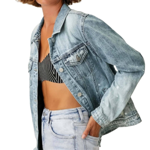 Abrigo de mezclilla corto de talla grande para mujer de alta calidad, forro de lana informal estampado, estilo occidental, ropa informal, chaqueta de mezclilla Cargo - Product Image 3