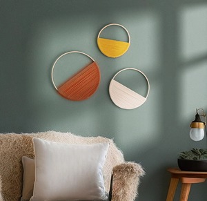 Ensemble décoratif de 3 suspensions murales rondes en macramé noir et blanc pour un style minimaliste et une pièce murale d'accentuation - Product Image 6