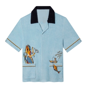 Camisa OEM para hombre con cuello de campamento, camisa de lino y algodón, mezcla para ropa tropical, manga corta, moda turística, fabricante personalizado - Product Image 5