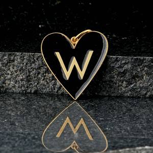 Pendentif en argent massif 925 coeur initiale W, bijoux plaqué jaune, pendentif en émail de qualité supérieure, nouveau Design - Product Image 1