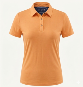 Polo de mujer premium de 190 GSM, piqué de algodón y poliéster, color azul marino, suave, transpirable, con logotipo bordado personalizado. - Product Image 6