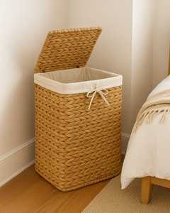 Natural Round <b>Rattan</b> Storage <b>Baskets</b> with Handles Durable Storage Solution for <b>Laundry</b>, Shoes & Home Decor - Product Image 4