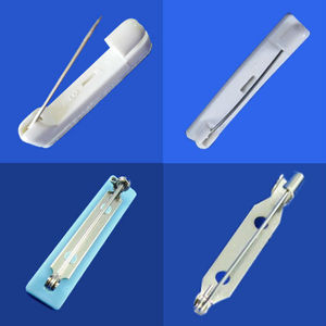 Alfileres al por mayor insignia ancha etiqueta de nombre pasador de seguridad 41x12mm broche de alfiler de plástico blanco con tarjetero adhesivo - Product Image 4