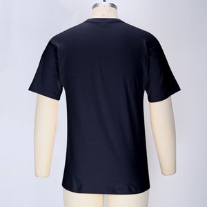 T-shirt de couleur unie 100% coton pour hommes et femmes, 2 pièces, col rond, ample, à manches courtes, modèles de base, tout assortis, hauts de couple, noir - Product Image 4