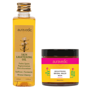 Auravedic Bridal Face Glow Enhancer with Turmeric Oil Lightening & Dark Spot Reducing Benefits 100ml + 100g for All <b>Skin</b> Types - Product Image 1