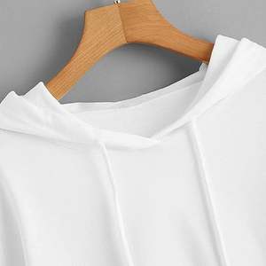 Nuevo estilo French Terry Cropped Raw Hem Hoodies Mock Neck Quarter Zip Pullover Mujeres Crop Sudadera - Product Image 4