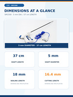 YYF SM1500 Scelleuse bipolaire vétérinaire pour vaisseaux 5 mm, tige longue 37 cm, à embout droit, réutilisable, autoclavable, forceps laparoscopique