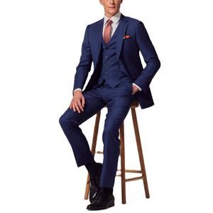 Costume de smoking à double boutonnage Robe de mariée Slim Fit pour homme 3 pièces Tenue de fête professionnelle décontractée Robe bleu royal - Product Image 1