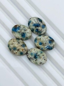 K2 afghani Jasper วงรี Cabochon 10X14มม. แบนสูงกลับพลอยหลวมสำหรับทำเครื่องประดับต่างหูทอง18K - Product Image 4
