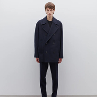Service OEM – Manteau Peacoat Homme Noir en Laine, Col Cranté, Boutons en Corne, Léger, Respirant, Écologique, Idéal pour le Bureau et les Tenues Formelles