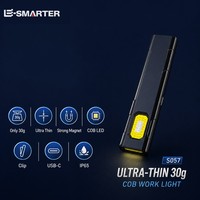Lampe de travail COB magnétique ultra-mince 30g, lampe d'inspection LED portable à clip, rechargeable USB-C pour réparation automobile et éclairage d'urgence