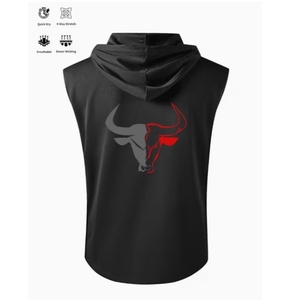 Débardeur de sport à capuche noir pour homme, idéal pour la gym, le fitness, l'entraînement, la course et les activités sportives - Product Image 1