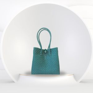 Bolso tejido hecho a mano de primera calidad para mujer, bolso de moda tejido de plástico reciclado ecológico de Color personalizado para adultos - Product Image 2