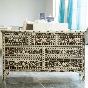 Meubles indiens à la main, incrustation d'os, tiroir Floral, incrustation d'os, plateau de Table, incrustation d'os/nacre, coffre de tiroir - Product Image 2