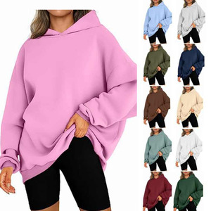 Gran oferta, sudadera de algodón de gran tamaño para mujer con impresión de soplo en 3D, logotipo personalizado en la parte delantera, insignia con capucha, estilo de hombro caído - Product Image 1
