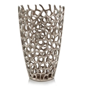 Finition argentée brillante de qualité supérieure en aluminium massif chaud et attrayant avec vase à fleurs de dessus de table de conception à la main - Product Image 6