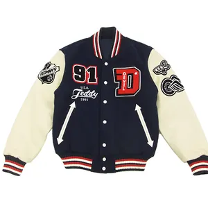 Highest Quality Sun proof Fleece Custom Embroidery Patches Letterman Low MOQ Sports Varsity Jacket For Men