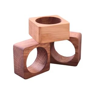 Fabricante DE LA India, decoración de mesa marrón oscuro personalizada, servilletero de madera, forma redonda para mesa de fiesta de boda - Product Image 5