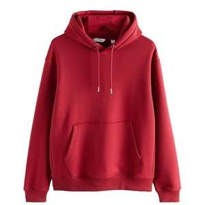 ผู้ผลิตเสื้อฮู้ดดี้ทรงหลวมแบบครอป สีแดง ผ้าเฟรนช์เทอร์รี่เนื้อหนัก 450 แกรม คุณภาพสูง พร้อมบริการสกรีนโลโก้ตามแบบ - Product Image 1